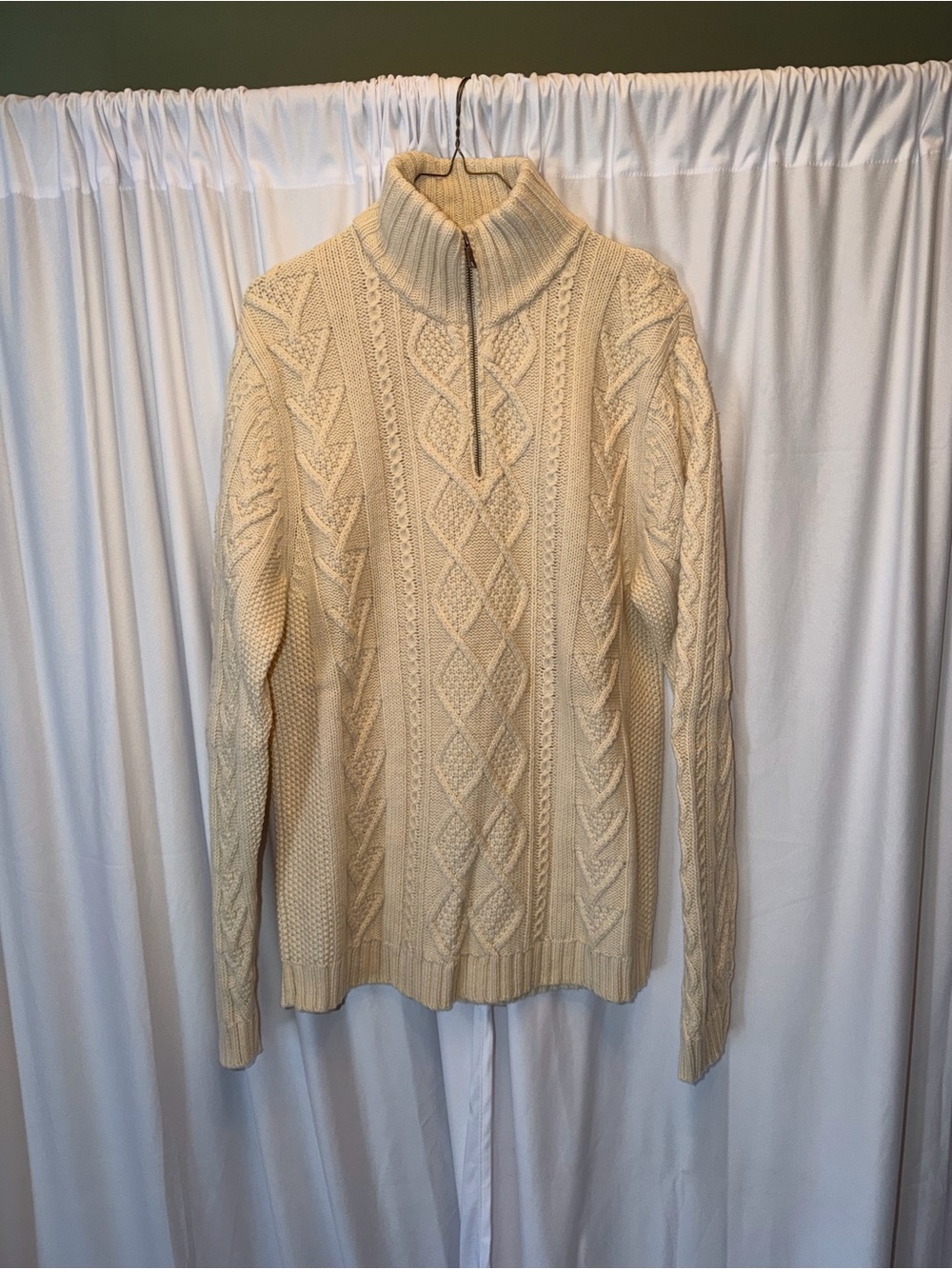 Banana Republic Cream Cable Knit Half-Zip Turtleneck Sweater